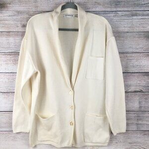 Vintage Liz Claiborne Cardigan Sweater Shawl Collar Oversized Cream